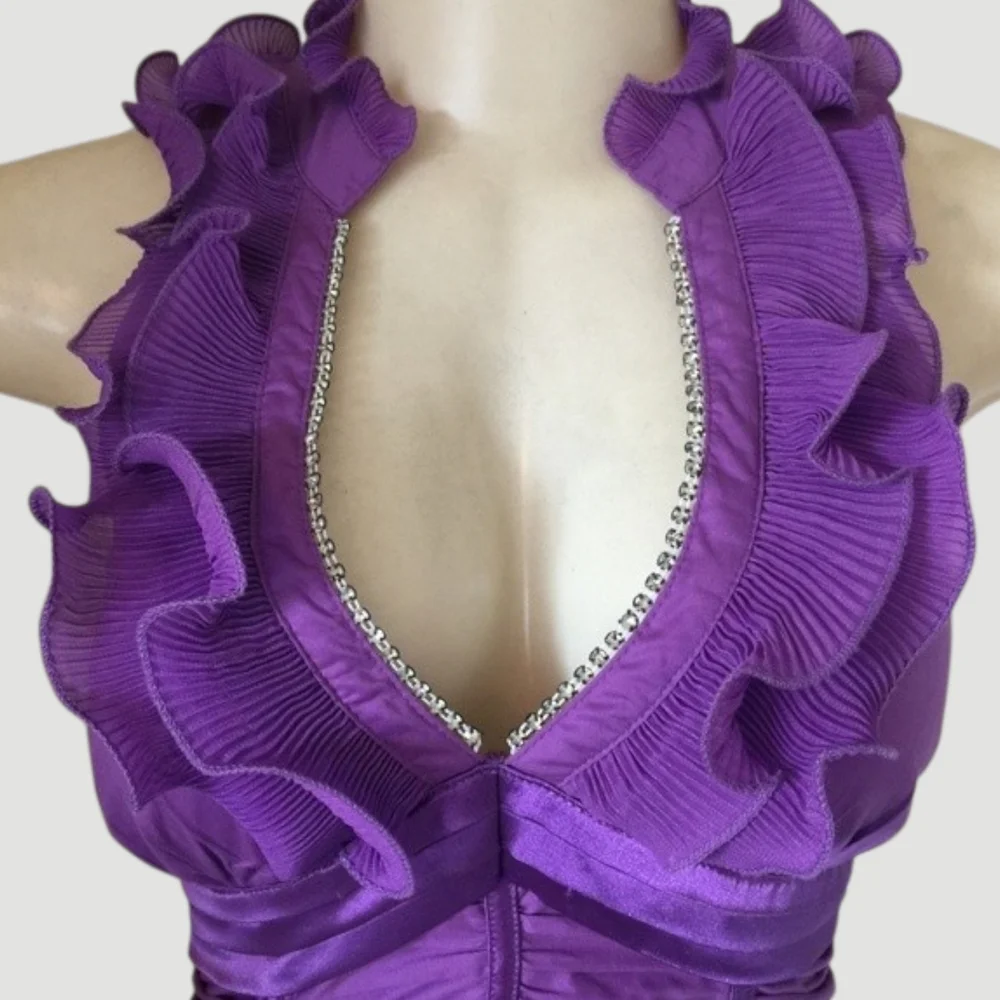 Y2k Purple Ruffle Halter Neck Top 💜 - Picture 3 of 8